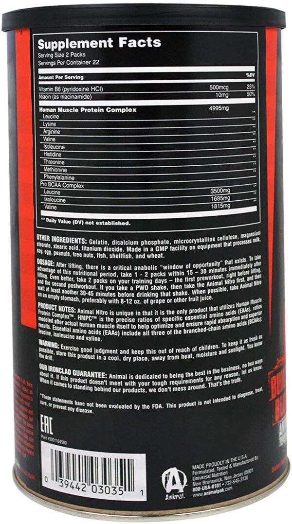 Universal Nutrition Animal Nitro 44 Packs Essential Muscle Volumizing Stak - Image 2