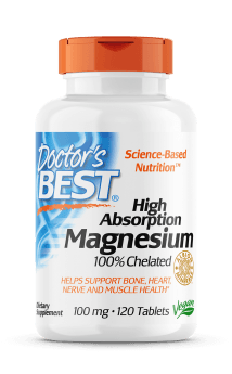 Doctor's Best High Absorption Magnesium 100% Chelated Minerals 100mg 120, 240 VTabs