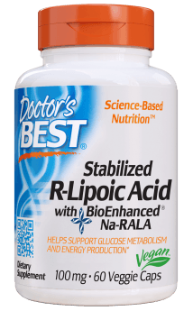 Doctor's Best Stabilized R-Lipoic Acid with BioEnhanced Na-RALA,100 mg, 60 Caps