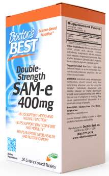 Doctor's Best Double-Strength SAM-e (SAMe) 400 - 30 Enteric Coated Tablets.