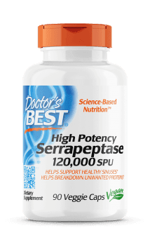 Doctor's Best High Potency Serrapeptase, 120, 000 SPU, 90 Veggie Capsules