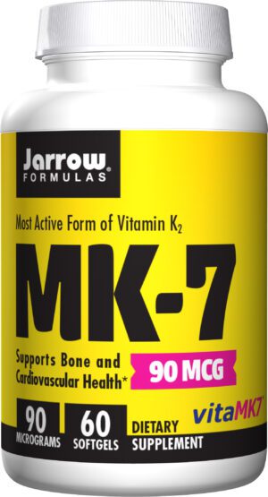 Jarrow Formulas Vitamin K2 as MK-7, 90mcg x 60 Softgels MK7, Bone Health.