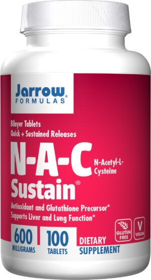 Jarrow Formulas, N-A-C Sustain, N-Acetyl-L-Cysteine, 600 mg, 100 Tablets NAC.
