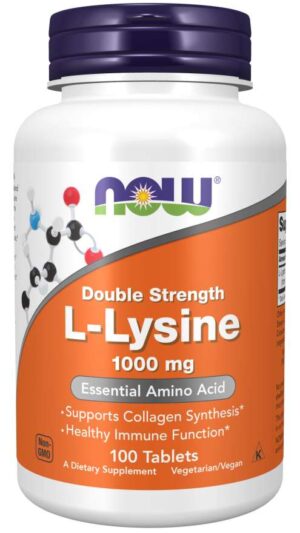 Now Foods L-Lysine 1000mg 100 Tablets Double Strength.