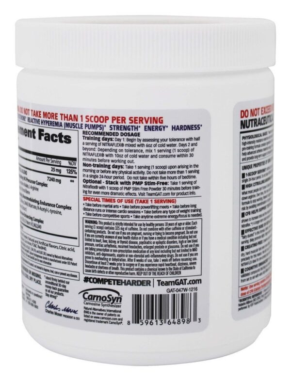 GAT Sports NITRAFLEX Pre-Workout Hyperemia Testo Enhancing 30 Servs - Image 3