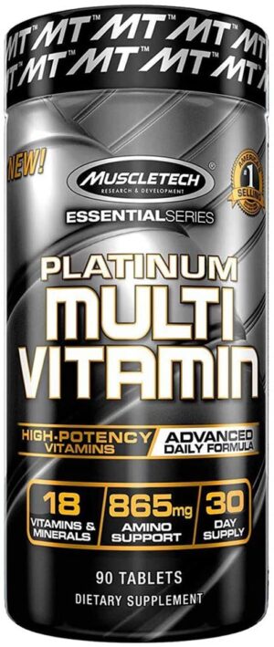 MuscleTech Essential Series Platinum Multi Vitamins 90 Caplets Multivitamins.