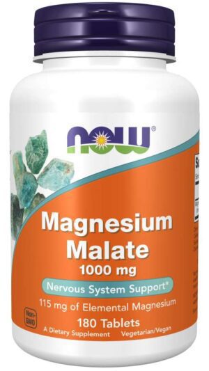 Now Foods Magnesium Malate, 1000 mg,180Tablets, Nervous System Support