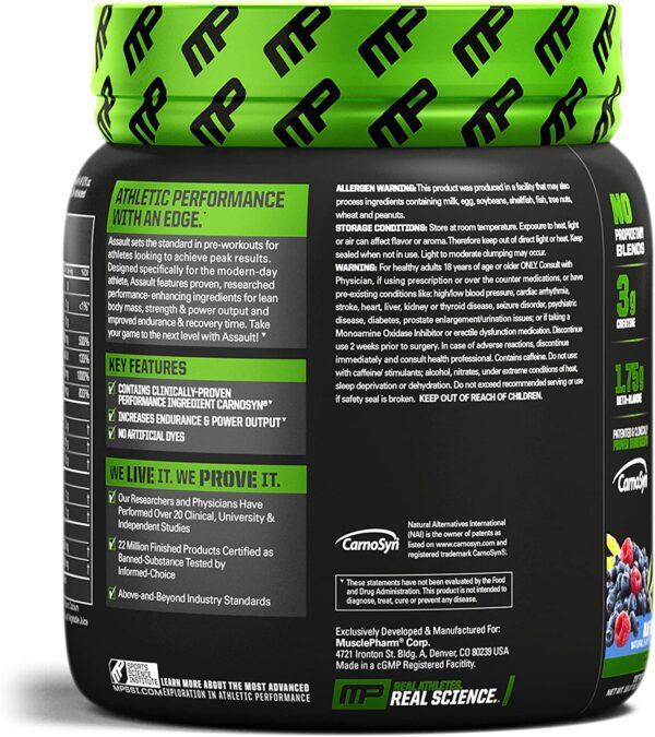 MusclePharm Assault - Explosive Pre Workout 30 Servings, Energy & Strength - Image 2