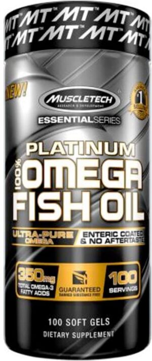 MuscleTech Platinum 100% Fish Oil,100 Soft Gel Capsule With OMEGA 3.