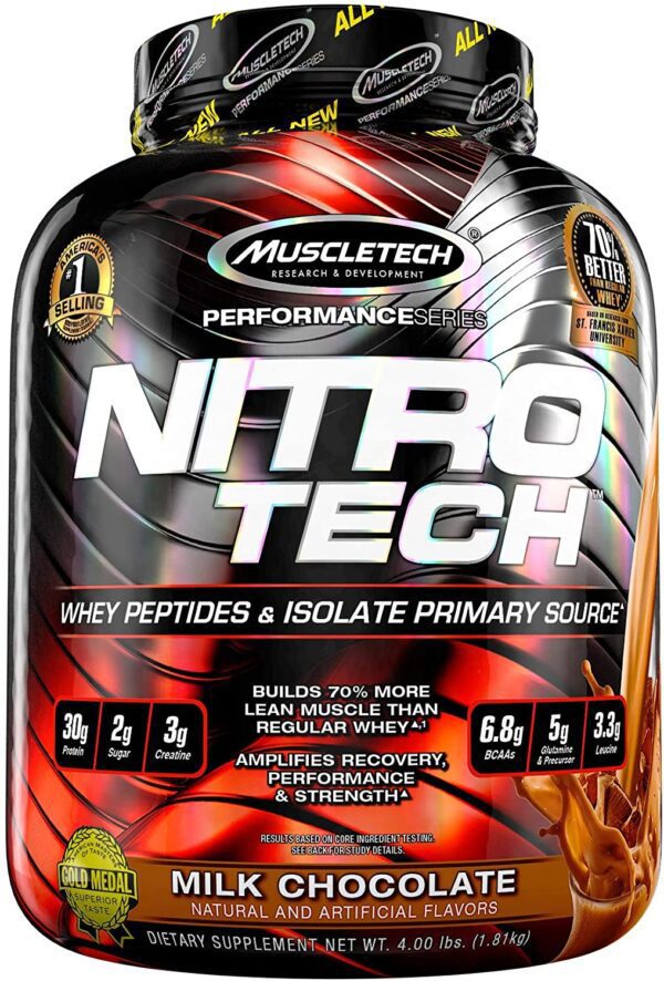 MuscleTech Nitro Tech Performance Series 1.8kg 4LB Whey Protein Isolate USA.