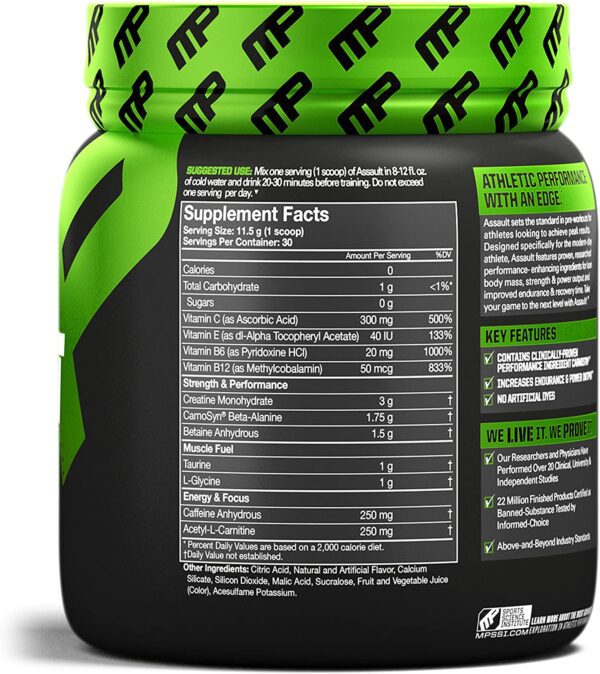 MusclePharm Assault - Explosive Pre Workout 30 Servings, Energy & Strength - Image 3