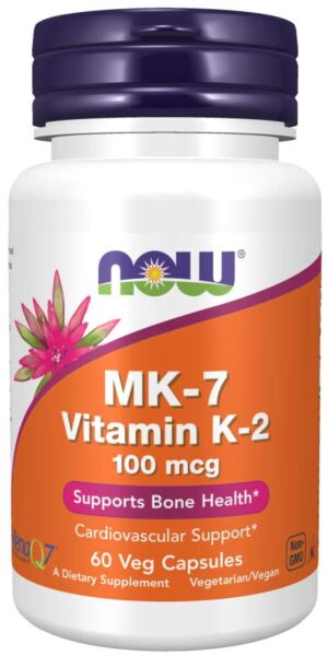 Now Foods, MK-7 Vitamin K-2, 100 mcg, 60 Veg Capsules, Mk7.