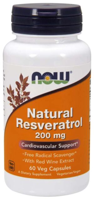 Now Foods, Natural Resveratrol, 200 mg, 60 Veg Capsules
