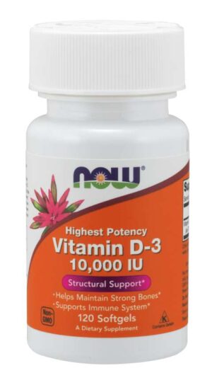 Now Foods, Vitamin D-3 High Potency, 10,000 IU, 120 Softgels Now D3 10000 IU