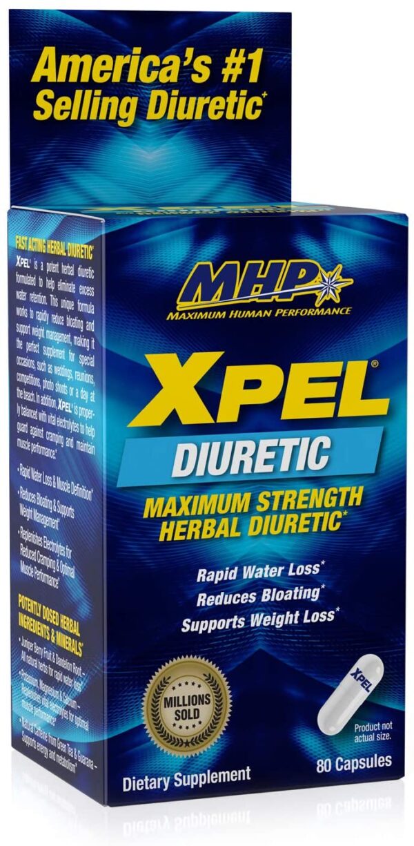 MHP Xpel 80 capsules , 20 servings Herbal Diuretic Water Loss Capsules