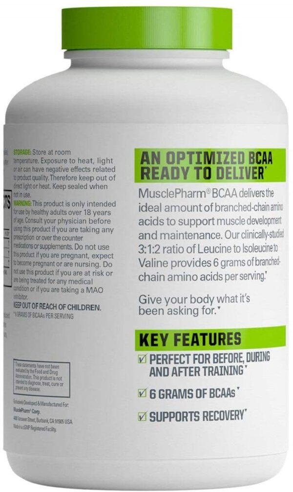 MusclePharm BCAA 3:1:2 Amino Acids Lean Muscle Mass, 240 capsules. - Image 2