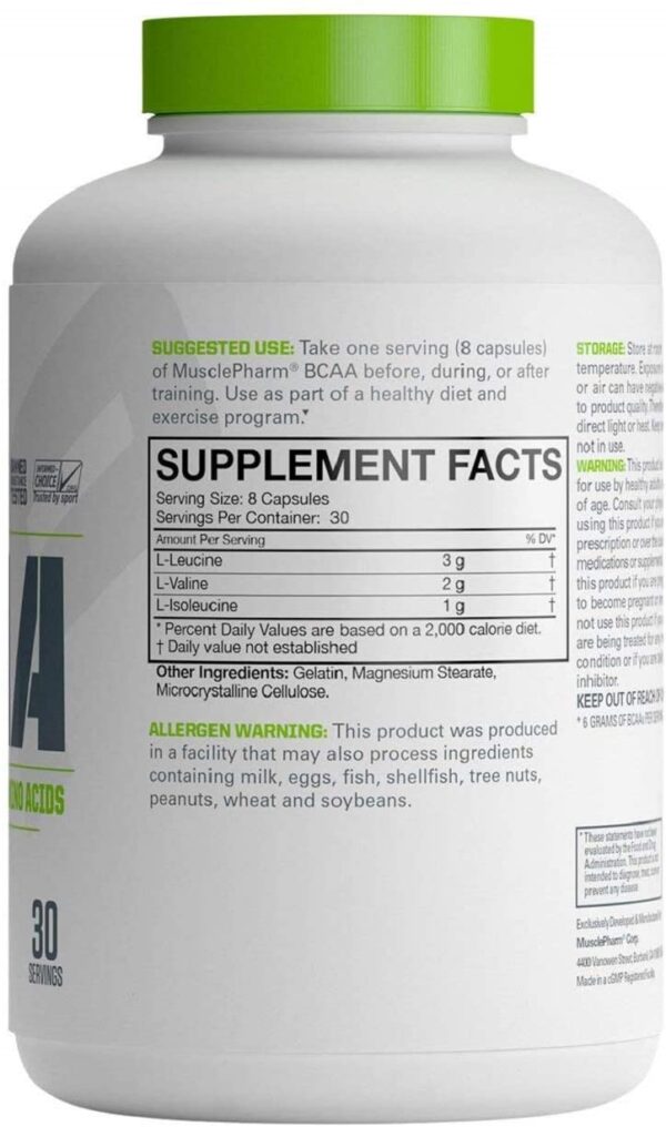 MusclePharm BCAA 3:1:2 Amino Acids Lean Muscle Mass, 240 capsules. - Image 3