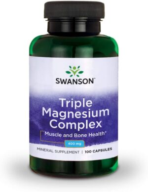 Swanson Premium Triple Magnesium Complex 400mg 100 Caps Supports nerve, muscules