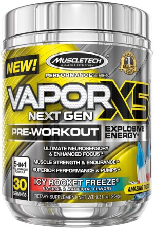 Muscletech Vapor X5 Next Gen 5 in 1 Pre-Workout 30 Servs USA** PLUS FREE SAMPLE