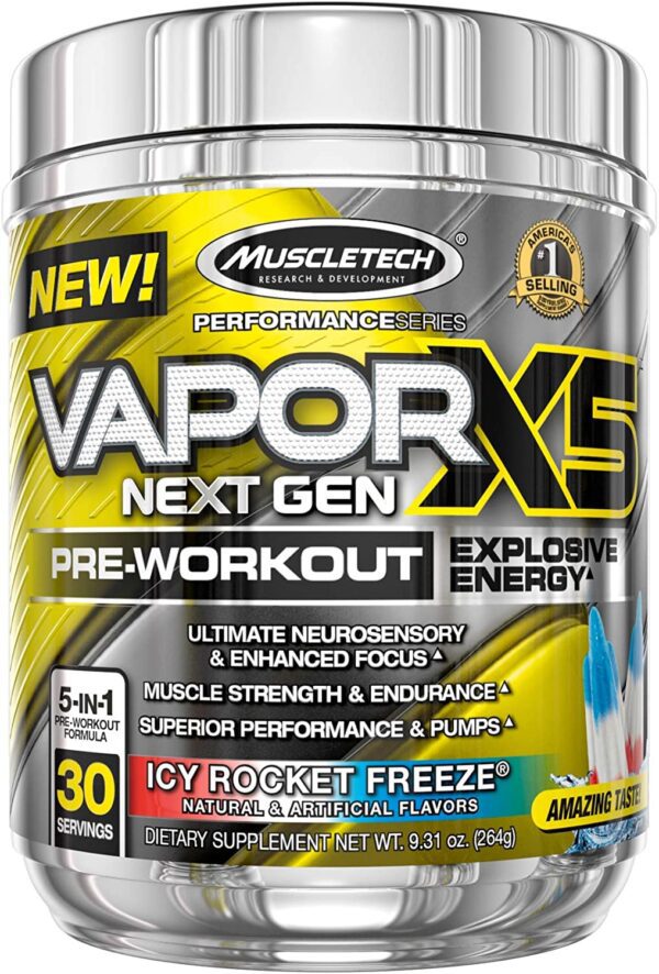 Muscletech Vapor X5 Next Gen 5 in 1 Pre-Workout 30 Servs USA** PLUS FREE SAMPLE