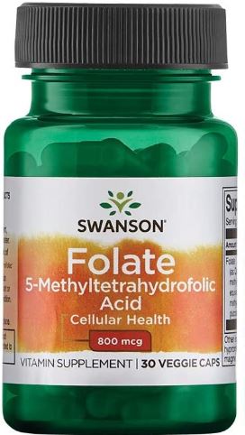 Swanson Ultra Methyl Folate 5-Methyltetrahydrofolic Acid 800Mcg 30 Capsules