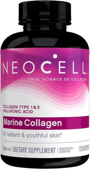 NeoCell Marine Collagen 120 Caps With Hyaluronic Acid, Skin Beauty & Nourishment