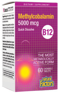 Natural Factors B12, Methylcobalamin, High Potency 5000 mcg, 60 Tablets Chewable