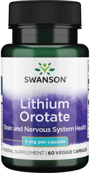 Swanson Ultra Lithium Orotate 5mg 60 Capsules Supports healthy mood