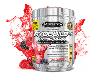 Muscletech, MyoBuild 4X Amino-BCAA, Fruit Punch, (332 g) MYO BUILD, FREE SAMPLE*