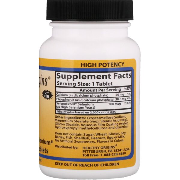 Healthy Origins, Seleno Excell, High Selenium Supplement, 200 mcg, 180 Tablet - Image 2