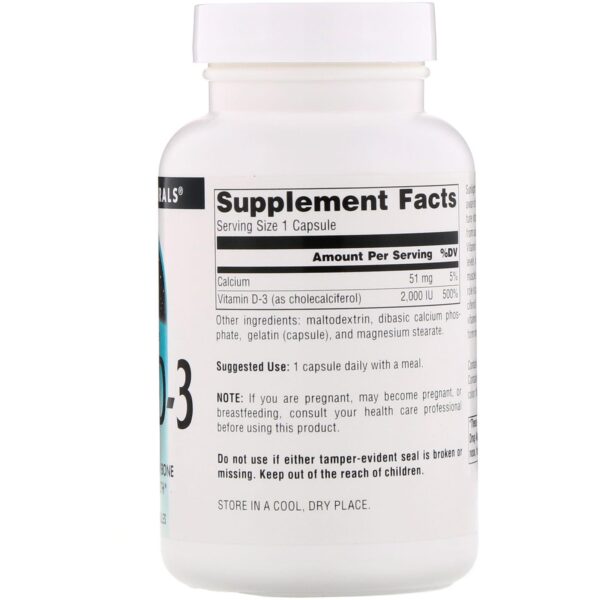 Source Naturals, Vitamin D-3, 2,000 IU, 200 Capsules - Image 2
